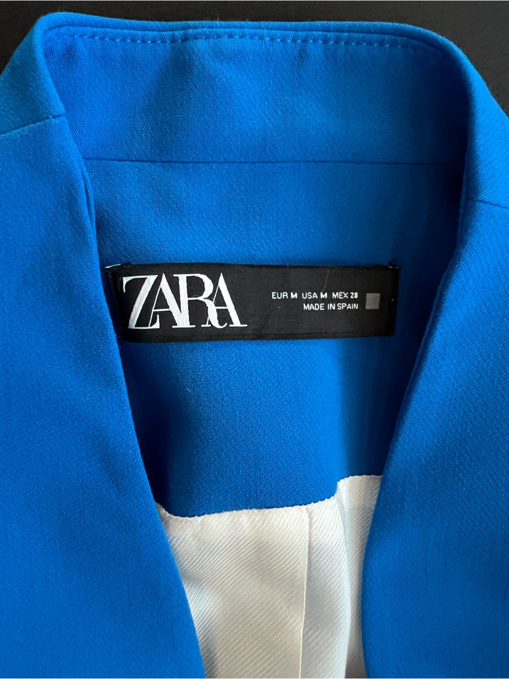 ZARA Electric Cobalt Royal Blue Collarless Blazer Tailored Open Front Jacket - Picture 11 of 13